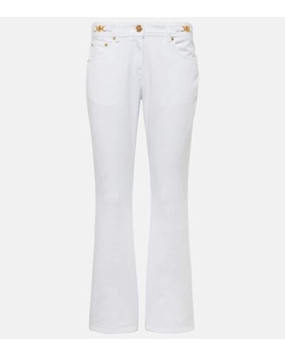 Versace Embellished Low-rise Flared Jeans - White