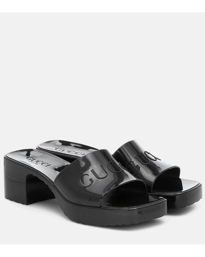 Gucci Damen-Pantolette Aus Gummi - Schwarz