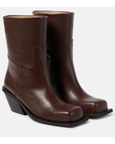 Gia Borghini Blondine Leather Ankle Boots - Brown