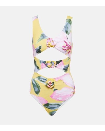Alexandra Miro Beth Floral Cutout Swimsuit - White
