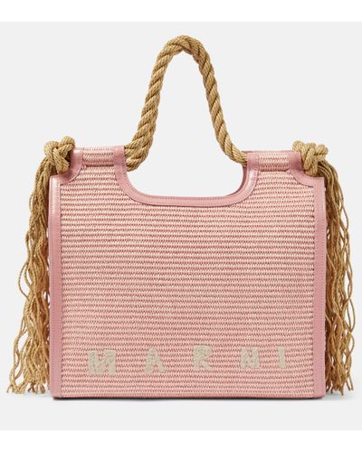 Marni Marcel Medium Raffia Tote Bag - Pink