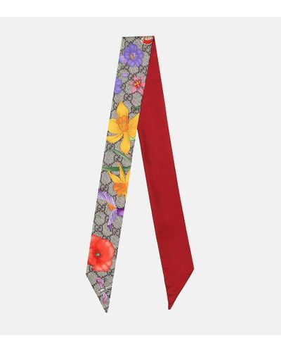 Gucci GG Flora Print Silk Neck Bow - Multicolor