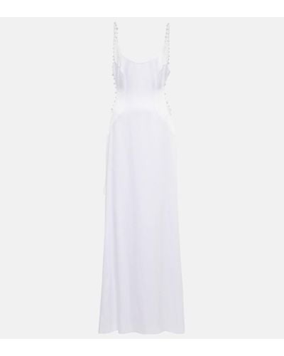 Galvan London Robe de mariee Pearled Cove en crepe - Blanc
