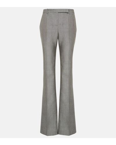 Alexander McQueen Low-rise Wool-blend Straight Pants - Gray