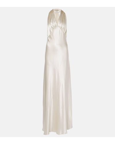 Saint Laurent Satin Maxi Dress - White