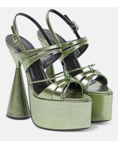 D'Accori Sandalias con plataforma Belle de piel metalizada - Verde