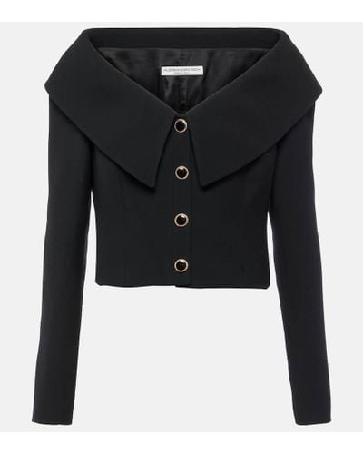 Alessandra Rich Off-shoulder Wool Jacket - Black