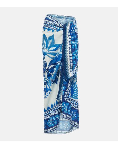 FARM Rio Floral Tapestry Cotton Beach Cover-up - Blue