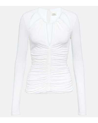 Isabel Marant Levona Cutout Ruched Jersey Top - White