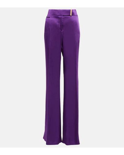 Tom Ford Wide-leg Satin Pants - Purple