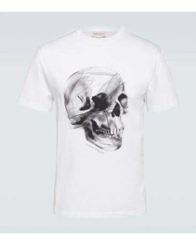 Alexander McQueen Bedrucktes T-Shirt aus Baumwoll-Jersey - Weiß