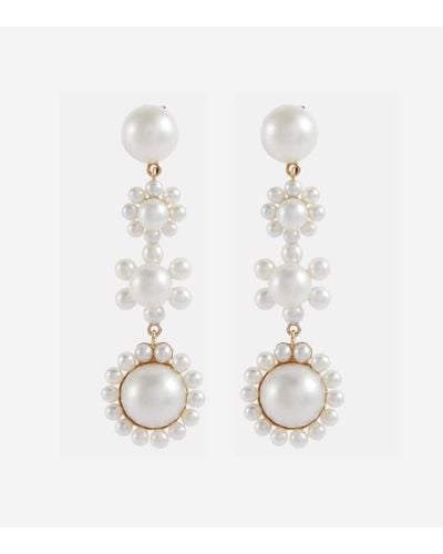 Sophie Bille Brahe Fleur Jeanne Drop Pearl & 14kt Gold Earrings - White