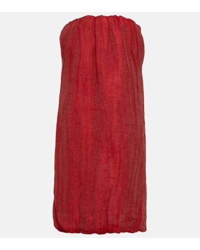 Khaite Strapless Silk Midi Dress - Red