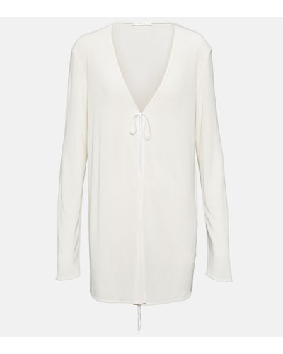 The Row Isara Tie-front Jersey Cardigan - White