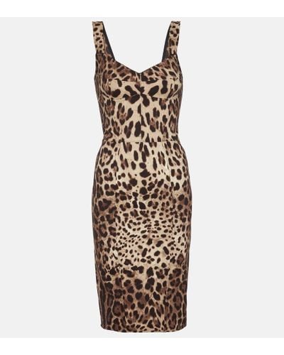Dolce & Gabbana Leopard-print Stretch-silk Minidress - Multicolor