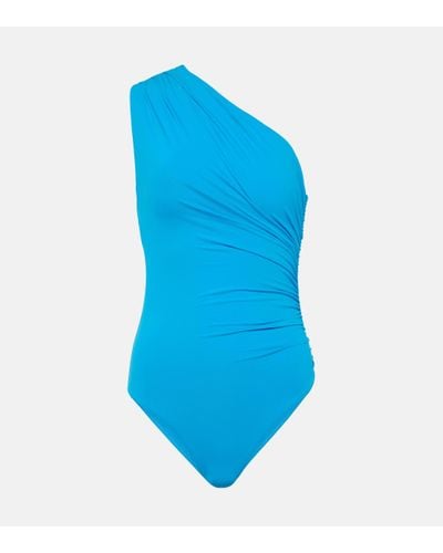 Melissa Odabash Arizona One-shoulder Gathered Swimsuit - Blue