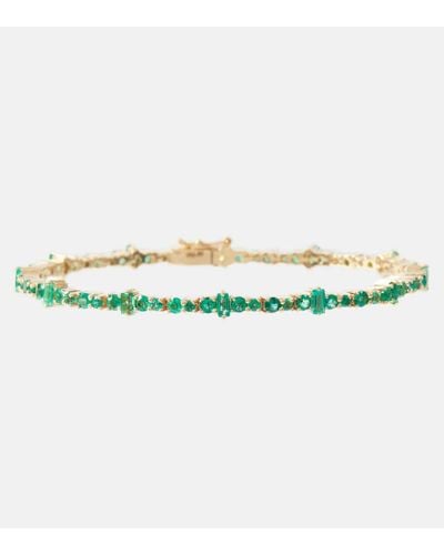 Ileana Makri Rivulet 18kt Gold Bracelet With Emeralds - Multicolor