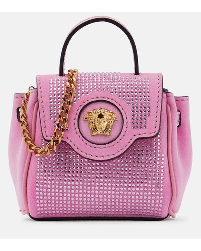 Versace La Medusa Mini Embellished Tote Bag - Pink