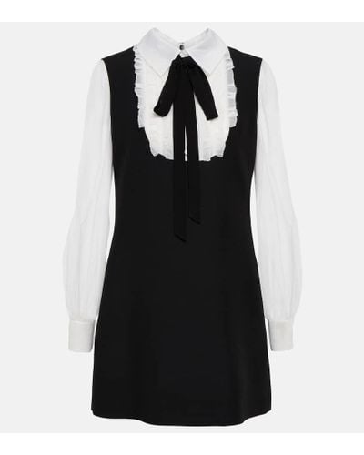 Valentino Crepe And Chiffon Mini Dress - Black
