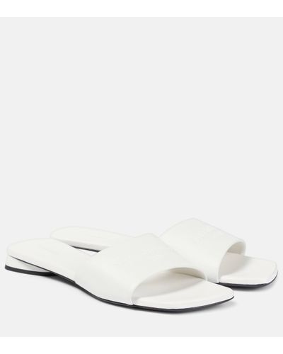 Balenciaga Duty Free Leather Slides - White