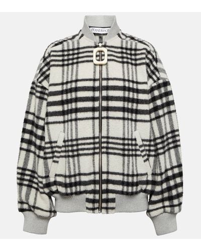 JW Anderson Checked Wool-blend Bomber Jacket - Grey