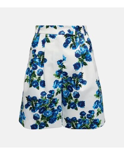 Emilia Wickstead Shorts Elliotta de tiro alto florales - Azul