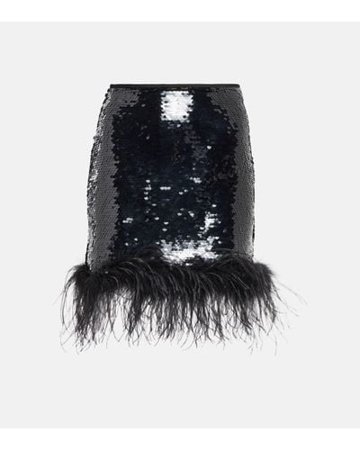 GIUSEPPE DI MORABITO Feather-trimmed Sequined Miniskirt - Black