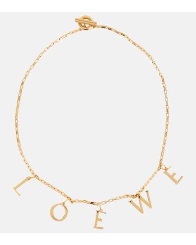 Loewe Collana in argento sterling con logo - Bianco