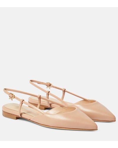 Gianvito Rossi Ascent 05 Leather Slingback Flats - Natural