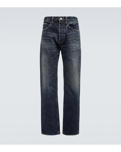 Balenciaga Jeans rectos de tiro medio - Azul