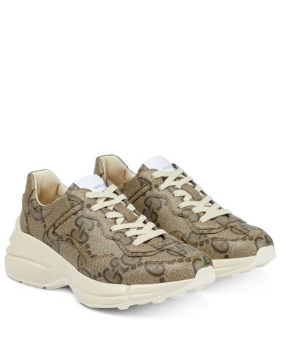 Gucci GG Rhyton Leather-trimmed Trainers - Metallic