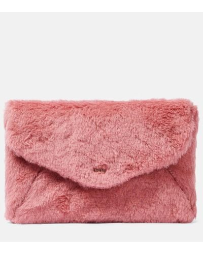 Max Mara Alpaca, Wool, And Silk Teddy Clutch - Pink