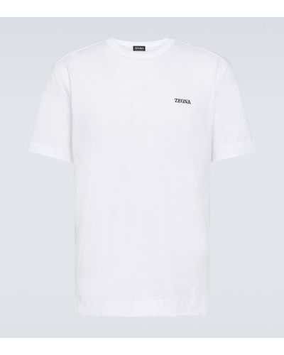 Zegna T-shirt en coton a logo - Blanc