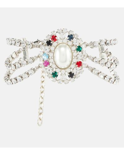 Alessandra Rich Embellished Choker - White