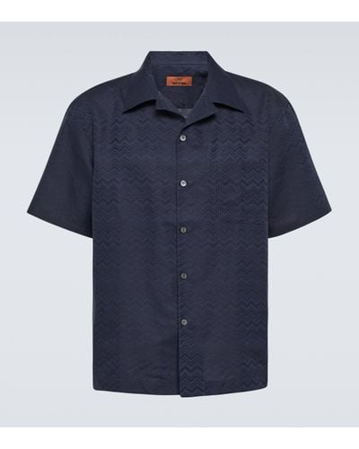 Missoni Cotton And Linen Bowling Shirt - Blue