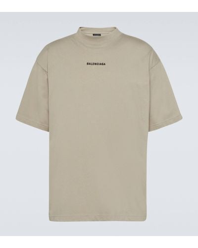 Balenciaga Cotton Jersey T-shirt - Natural