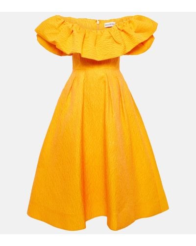 Rebecca Vallance Aurora Off-shoulder Pleated Midi Dress - Yellow