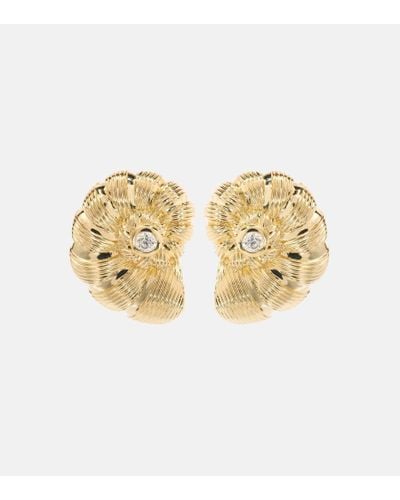 Sydney Evan Large Nautilus Shell 14kt Gold Earrings With Diamonds - Metallic
