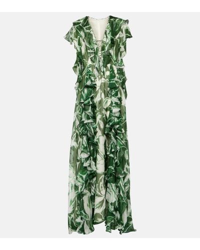 Costarellos Robe longue Kalina imprimee en soie - Vert