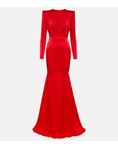 Alex Perry Garland Cutout Satin Crepe Gown - Red