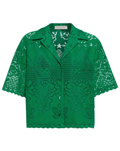 Valentino Cotton-blend Lace Shirt - Green
