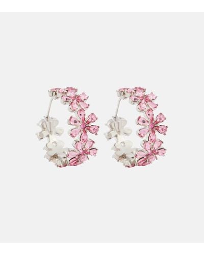 AMINA MUADDI Crystal-embellished Hoop Earrings - Pink