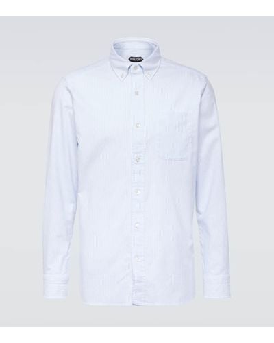 Tom Ford Camisa de popelin de algodon a rayas - Blanco