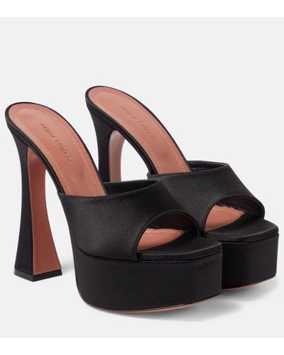 AMINA MUADDI Dalida Satin Platform Mules - Black