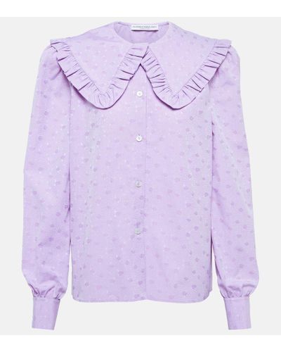 Alessandra Rich Floral Cotton Blouse - Purple