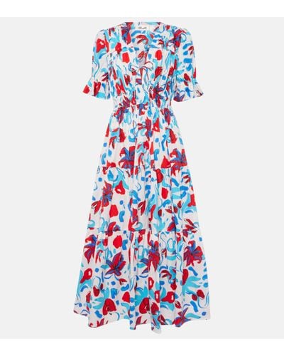 Diane von Furstenberg Avery Floral Cotton-blend Maxi Dress - Blue