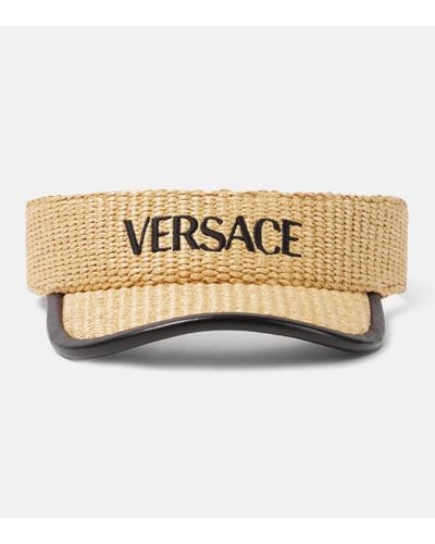 Versace Logo Leather-trimmed Visor - Metallic