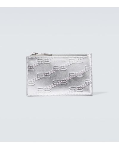 Balenciaga Tarjetero de piel con logo - Blanco