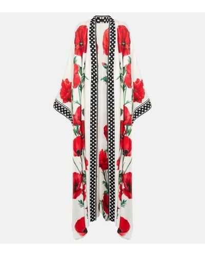 Dolce & Gabbana Printed Silk Kimono - Red