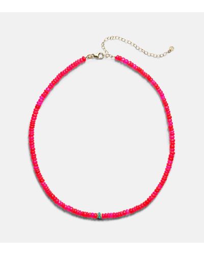 Sydney Evan 14kt Gold Choker With Turquoises - Red